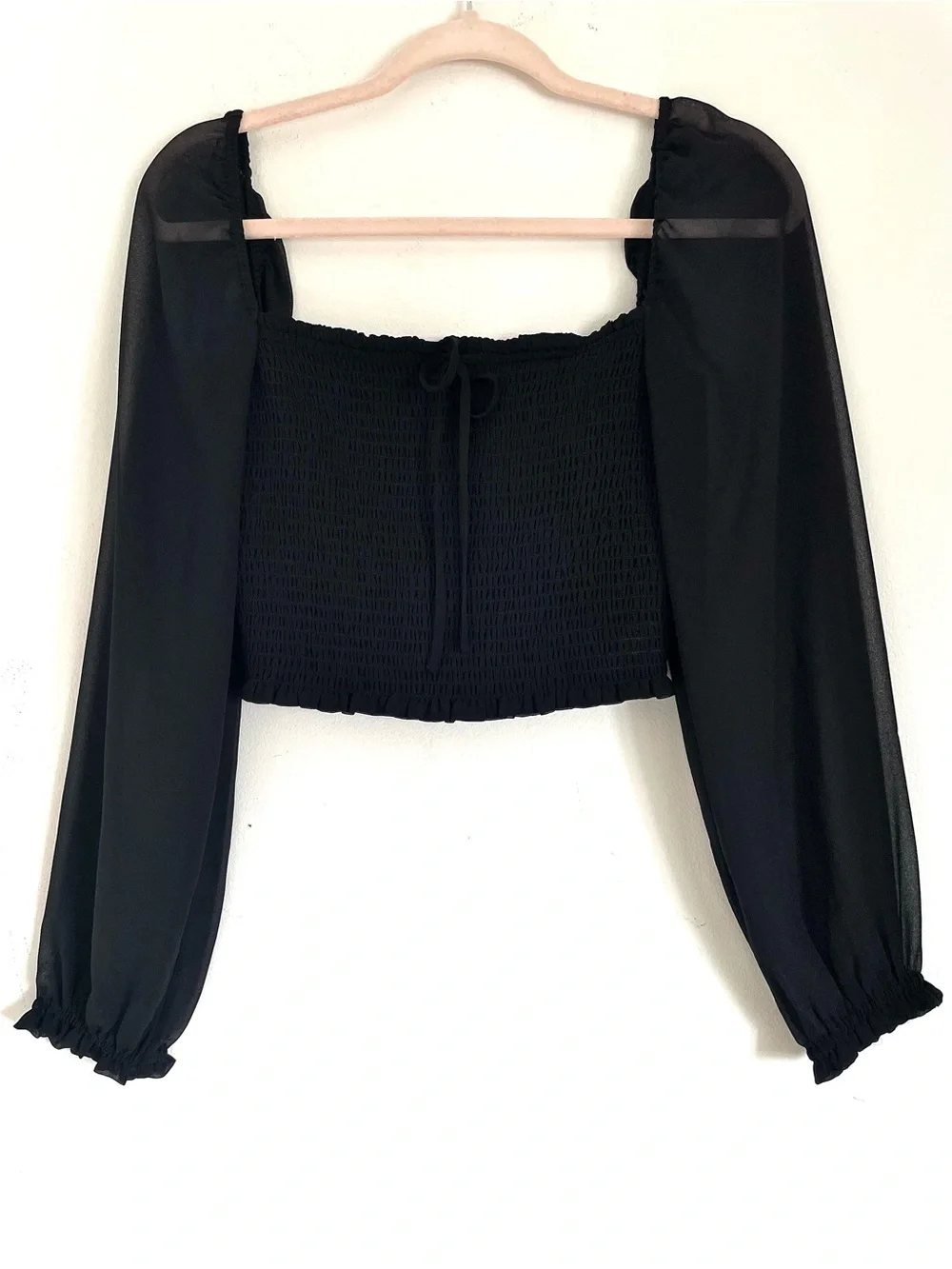 Artizia Wilfred Saga Smocked Chiffon Prairie Blouse in Black Size M EUC